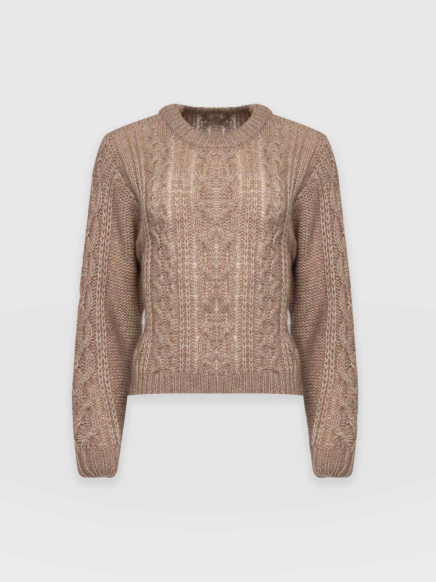 Penny Cable Jumper Beige - Women's Jumpers | Saint + Sofia® UK
